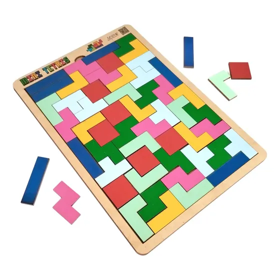 Mini Tetris  Brinquedo Educativo Madeira Jogo Raciocínio