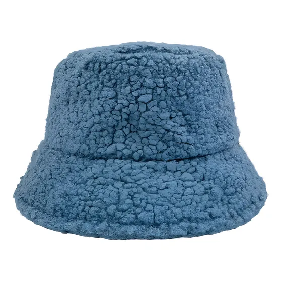 Gorro  Sombrero De Cubo Piel Sintética De Cordero Azul Unica