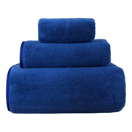 Pack 3 Toallas De Baño Cabello Y Cara Microfibra Azul Marino Azul Marino Lisa