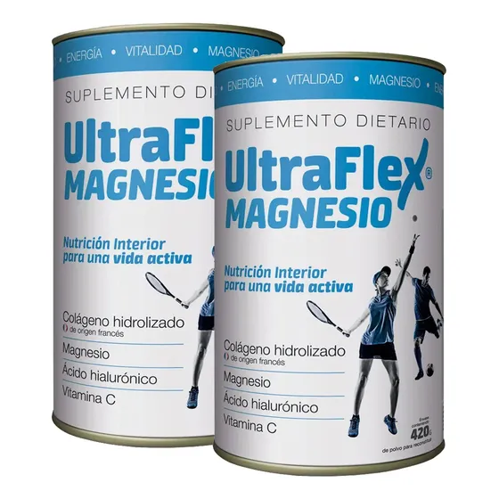 Pack 2 Ultraflex Magnesio Colágeno Hidrolizado En Polvo