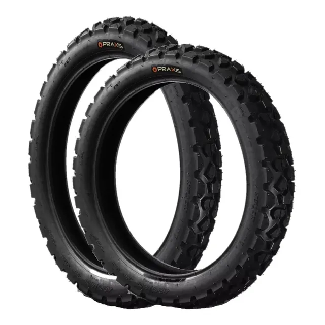 Kit Llantas 120/80-18 Y 80/100-21 Praxis 6 Capas Ey156 Dm200