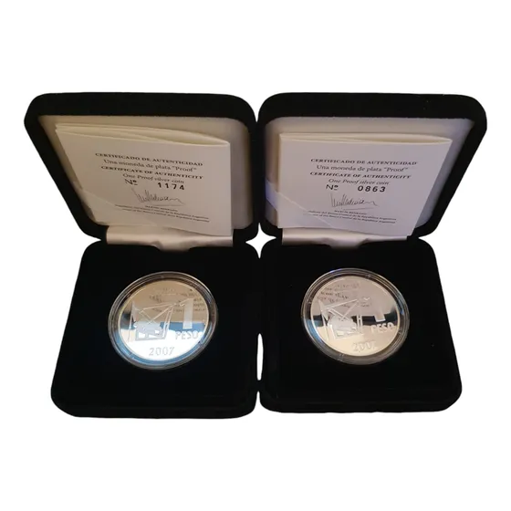 Combo 2 Monedas De Plata Descubrimiento Petroleo 863 Y 1174