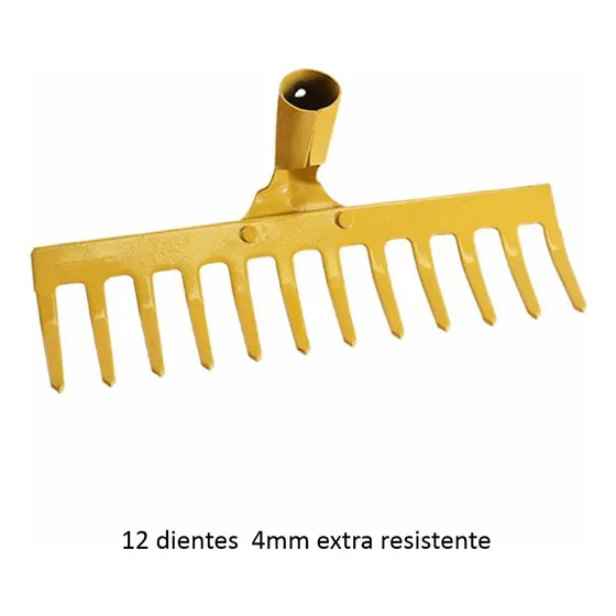 Rastrillo 14 Dientes Recto Metálico Acero Forjado  S/cabo