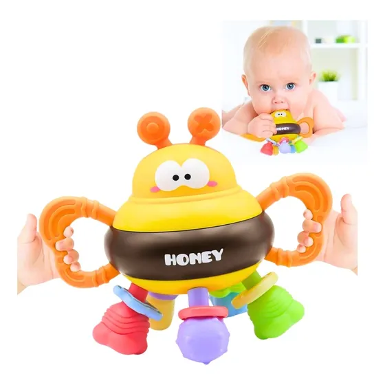 Mordedor Sensorial Abeja Juguete Para Bebes Sonajero