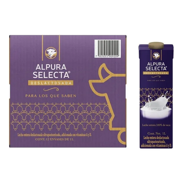 Caja Leche Premium Alpura Selecta Deslactosada 12 Piezas 1 L
