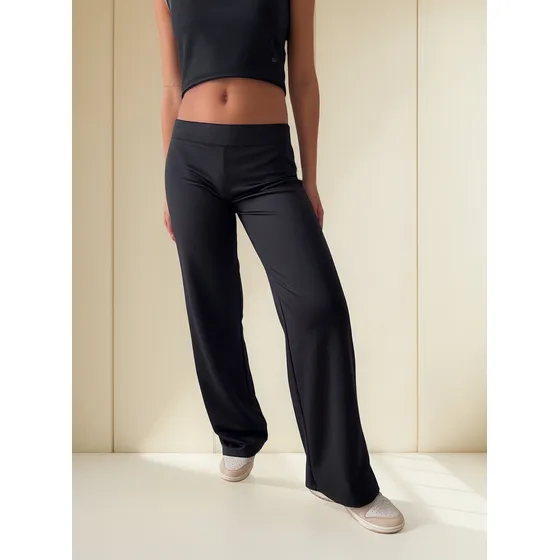 Pantalon Mujer Tipo Calza Tiro Bajo Oxford Con Elástico