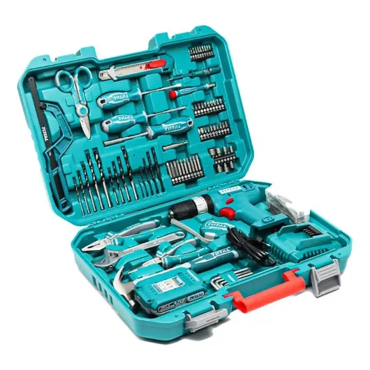 Kit Taladro 20v Con 164 Accesorios Total Maletin Color Turquesa SIN CINTA METRICA