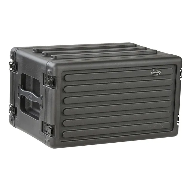 Estante Skb Cases 1skb-r6s Poco Profundo Moldeado Por Rotación De 6u, Junta De Goma, Sellos Impermeables, Nervaduras De Apilamiento Entrelazadas, Pestillos Empotrados, Asas De Transporte Empotradas De