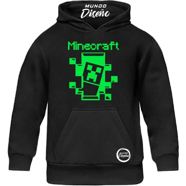 Poleron De Niño Cerrado Con Capucha Minecraft Creeper