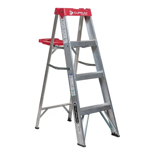 Escalera De Aluminio Tijera Cuprum C-2312-04n Gris Clara