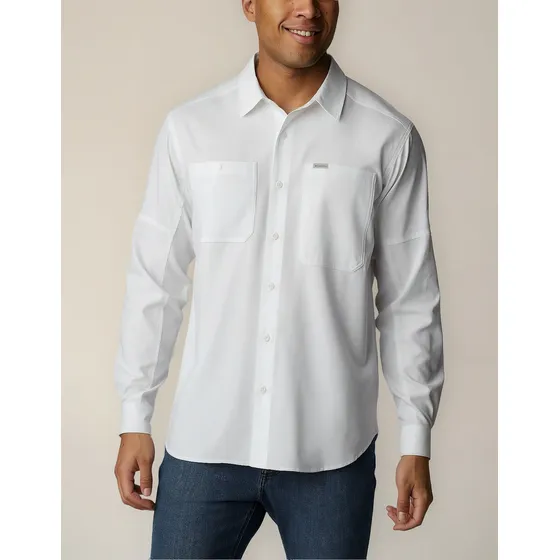Camisas Silver Rdg LG Sleeve Hombre Columbia Blanco 2012931-