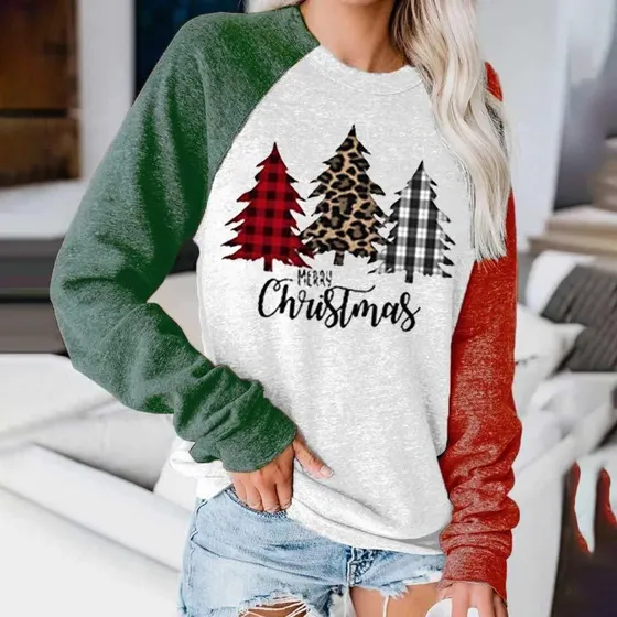 Hotkey Sudadera Navidad Para Dama Larga Cuello Redondo M