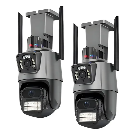 Kit 2 Câmera Segurança Ip Wifi Lente Dupla 4k 6mp App Icsee Preto