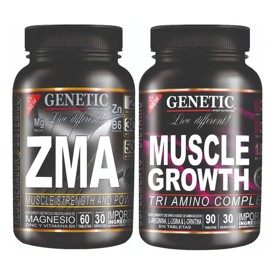 Magnesio Zinc Vit. B6 Aminoácidos  Zma Muscle Growth Genetic