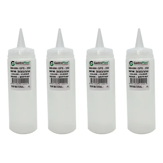 Set X4 Unidades Pomo Para Salsa Plástico 250ml Goldsky