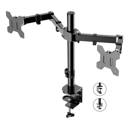 Suporte Articulado Para 2 Monitores De 14 A 32 Com Base Morsa Cor Preto
