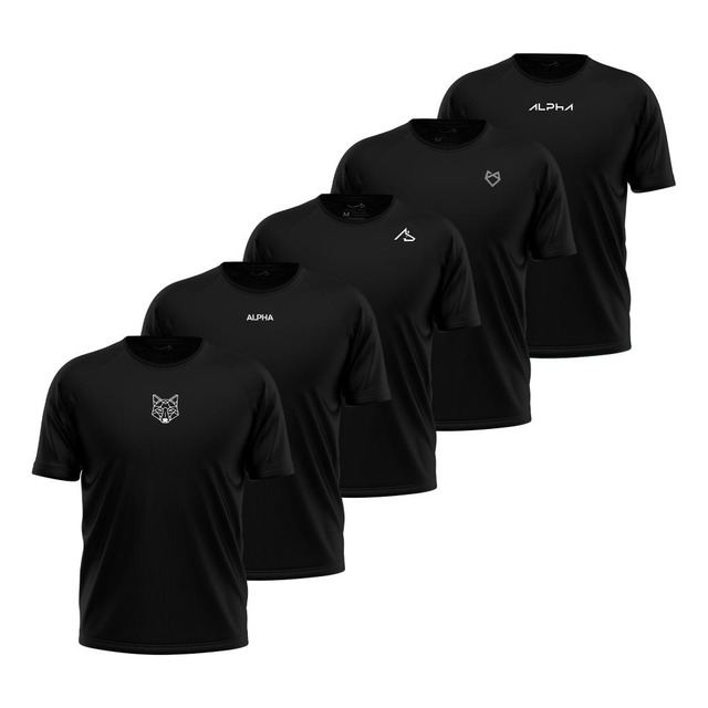 Kit 5 Camisetas Dry All Black Alpha Kit 5 Camisetas Dry All Black Alpha