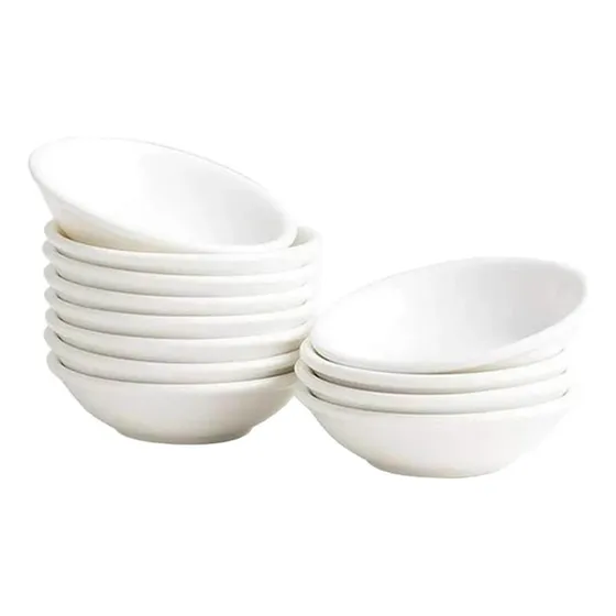 24 Pocillos Norplat De Cerámica - Salsa Soya Pebre 7.5x2.2cm Blanco