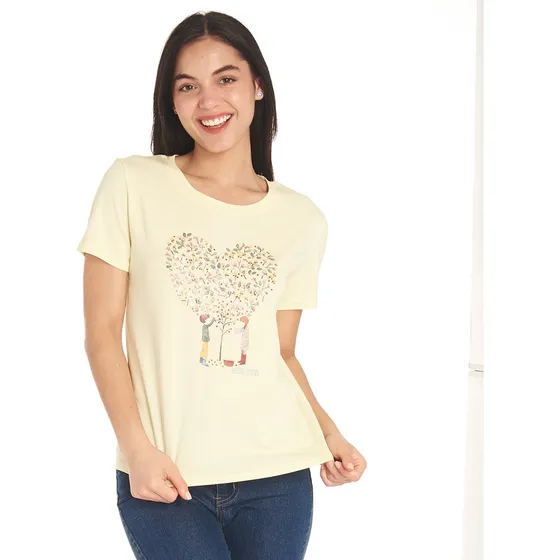 Blusa Para Dama Estampado Arbol Corazon