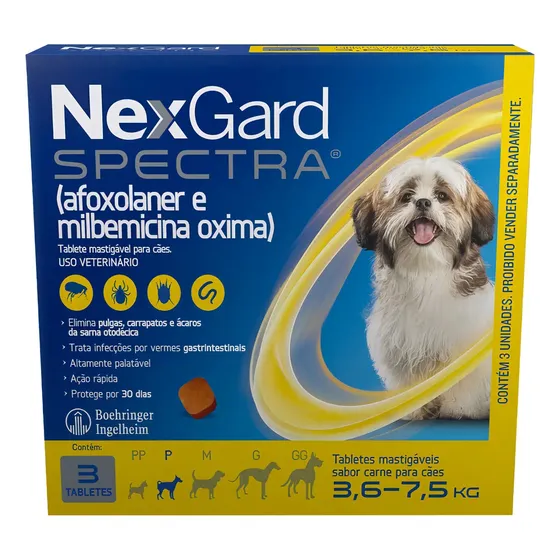 Nexgard Spectra 3,6 A 7,5kg 3 Tabletes Para Cães Antipulgas