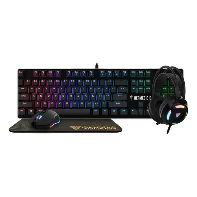 Kit Gamer Gamdias Hermes E1b Teclado Mouse Diadema Mousepad