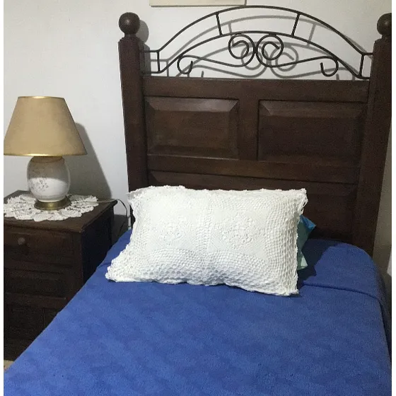Remate Cama Madera Roble/hierro Forjado Y Mesa Noche