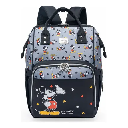 Mochila Bolsa Maternidade Disney Mickey Menino Espaçosa Cor Branco Estampado
