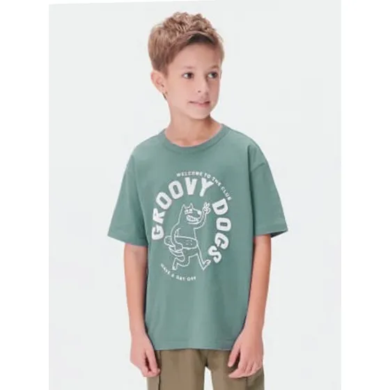 Camiseta Infantil Oversize Con Estampa - 5g3m