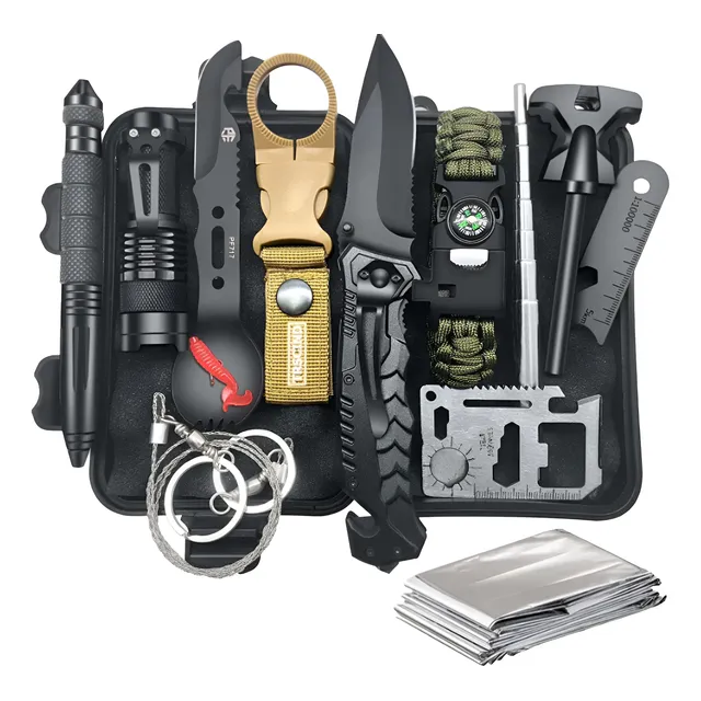Cuchillo Táctico Con Kit Supervivencia Navaja Combo Militar
