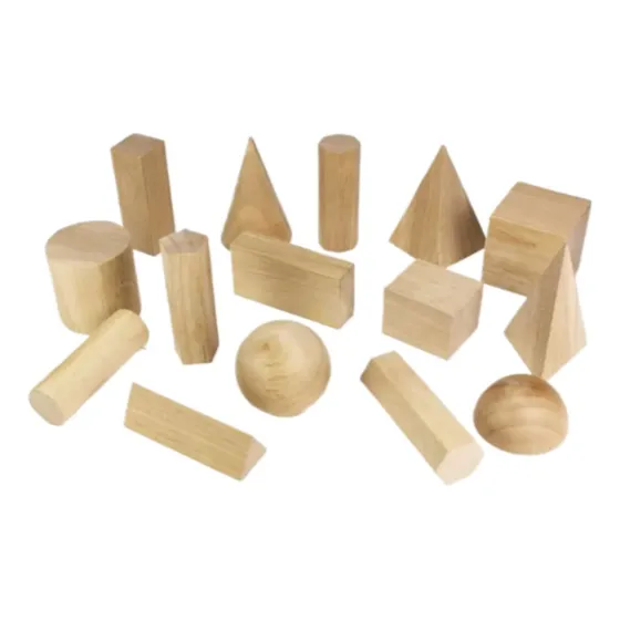 Cuerpos Geometricos Madera Maciza 15 Piezas Espapel