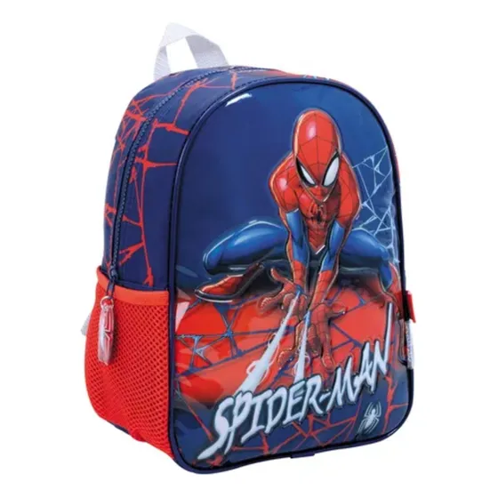 Mochila Espalda Spiderman 12 11701 Color Azul Diseño de la tela Liso