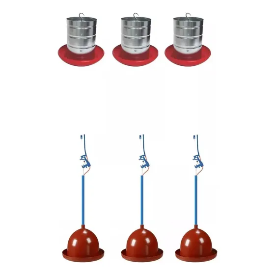 3un Bebedouro Pendular +3 Comedouro 5kg Galinha Caipira Aves