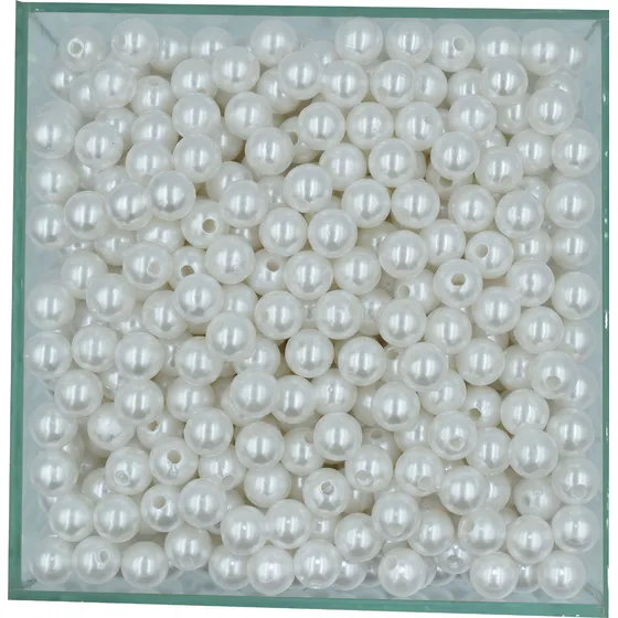 Perola Abs Inteira 8mm C/furo 1000 Und 250g Perolas Cor Branca