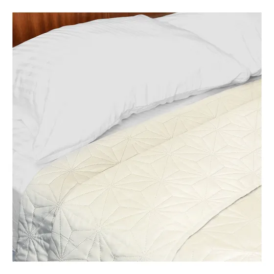 Colcha Cubrecama Queen Poliéster Beige - Mintt