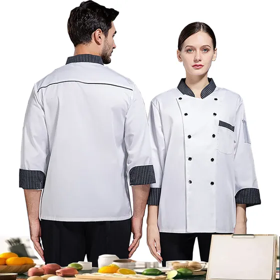 Filipina Chef Uniforme De Manga Larga En Antifluido Cocina