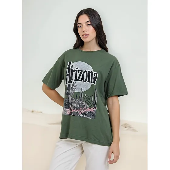 Remera Oversize Algodón Estampado Unisex Nylon Arizona