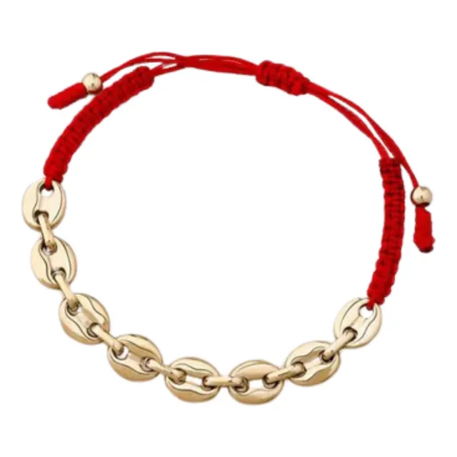 Pulsera En Oro Laminado 18k Estilo Gucci En Tejido Macramé