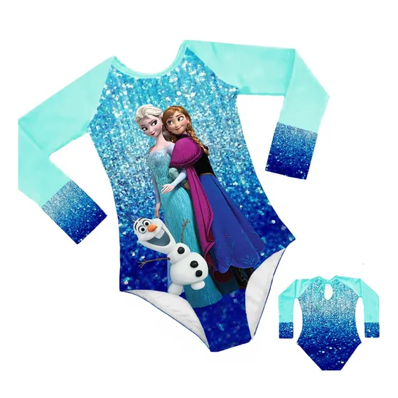 Traje De Baño O Bañador Entero Manga Larga Frozen