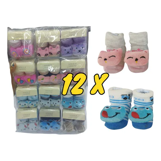 1 Docena De Medias Para Bebe Zapaticos Niño Y Niña En Cajita