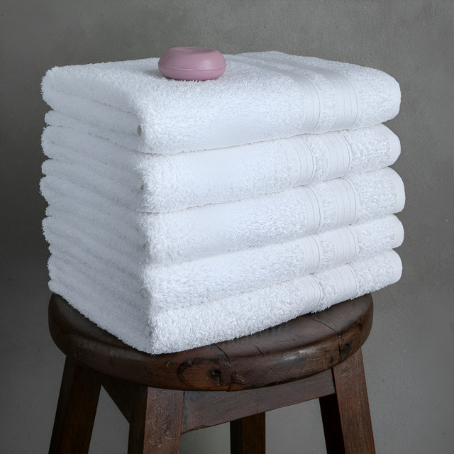 Kit 05 Toalhas Brancas Hotel Laune Haus 130x75cm 340g/m²