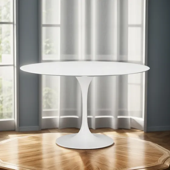Mesa Redonda Tulip Tapa Madera Diseño Moderno Importada