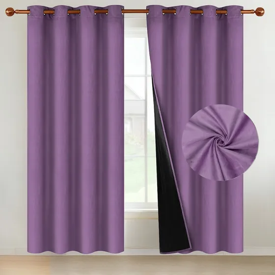 Cortina 100% Blackout Terciopelo Engomada 135x220 Casatua X2 Morado