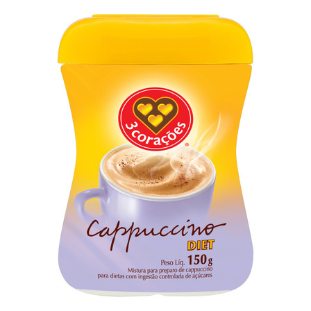 Cappuccino Diet 3 Corações Pote 150g Cappuccino Diet 3 Corações Pote 150g