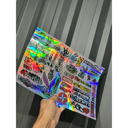 Kit 33 Adesivos Holográficos Camaleão Prata À Prova D'água Holográfico