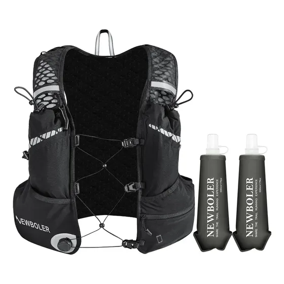 Chaleco De Hidratación Running 8l Ultraliviano Con 2 Soft Flasks Para Trail Mtb Trekking Unisex