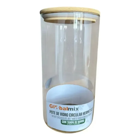 Pote De Vidro Hermético C/ Tampa Bambu 1,5 Litros Mantimento