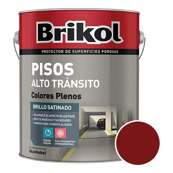 Brikol Piso Alto Transito Microperlas Antideslizante X 1 Lts Acabado Satinado Color Rojo