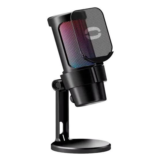 Microfone Condensador Gamer Preto Microfone RGB