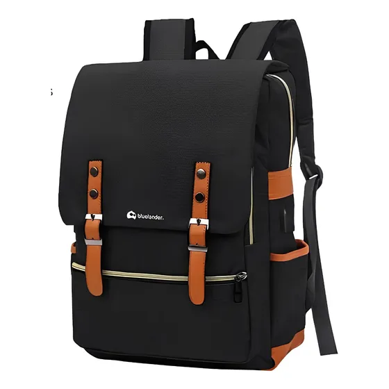 Mochila escolar Bluelander Mochila Vintage color negro diseño liso 15L
