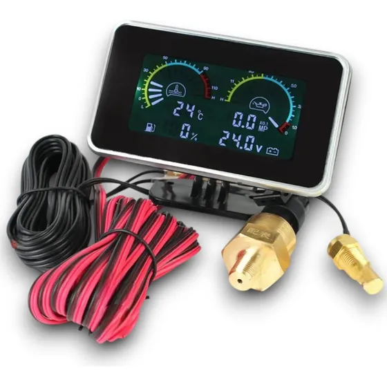 Reloj Temperatura De Motor Y P/aceite 4en1 Con Alarma Sonora